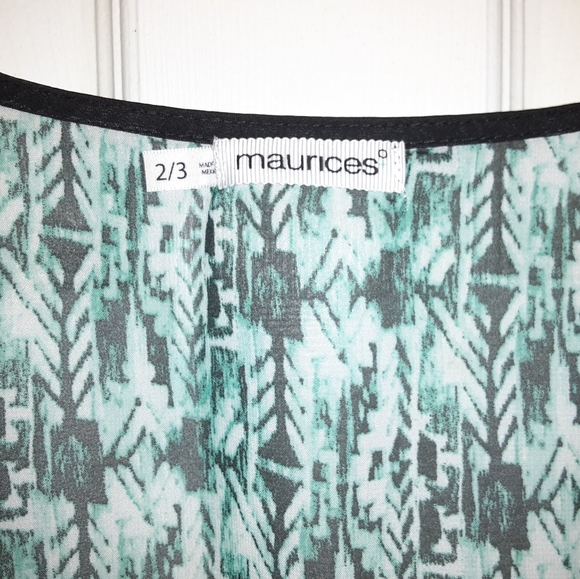 Maurice's Size 2/3 Plus Size Ikat Print Kimono Style Overlay Jacket With Fringe - Picture 2 of 8